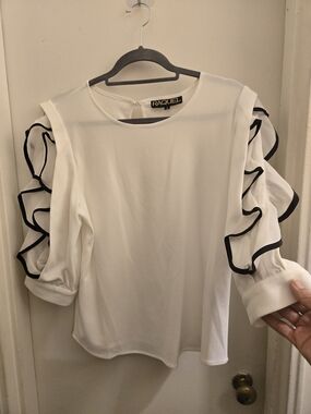 White Ruffle-Sleeve Blouse